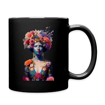 Frühling Frau - Tasse einfarbig - Schwarz - Rechts
