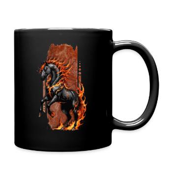 Infernal Steed: Doom Horse, Black and Aflame - Full Colour Mug - black - Right