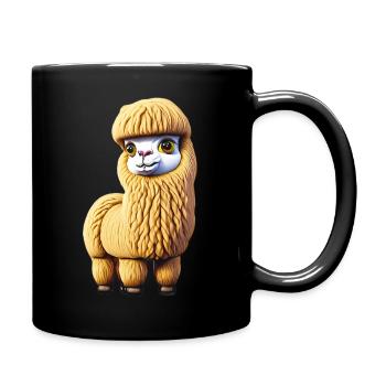 Lama Liebe - Wuschelig süß - Tasse einfarbig - Schwarz - Rechts