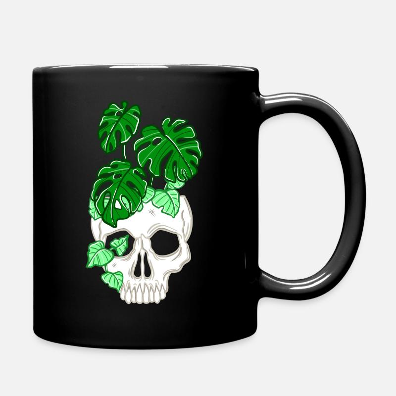 Skull with plants - Full Colour Mug - black