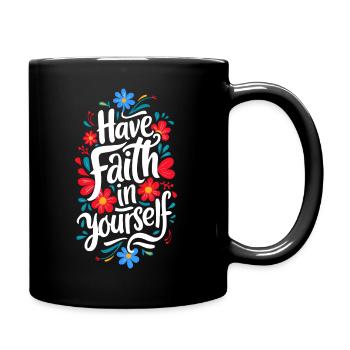 Confidence Courage Flowers Ornament New Beginning - Full Colour Mug - black - Right