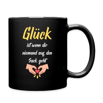 Glück ist wenn dir niemand auf den Sack geht - Tasse einfarbig - Schwarz - Rechts