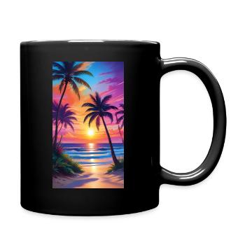Sonnenuntergang am Strand - Tasse einfarbig - Schwarz - Rechts