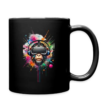 VR Affe bunt - Tasse einfarbig - Schwarz - Rechts