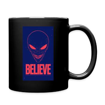 Eerie Alien Face gedruckte T-Shirt stylische - Tasse einfarbig - Schwarz - Rechts