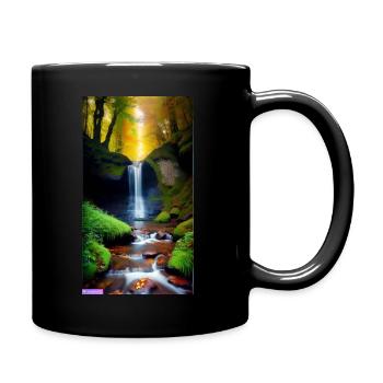 nature waterfall - Full Colour Mug - black - Right