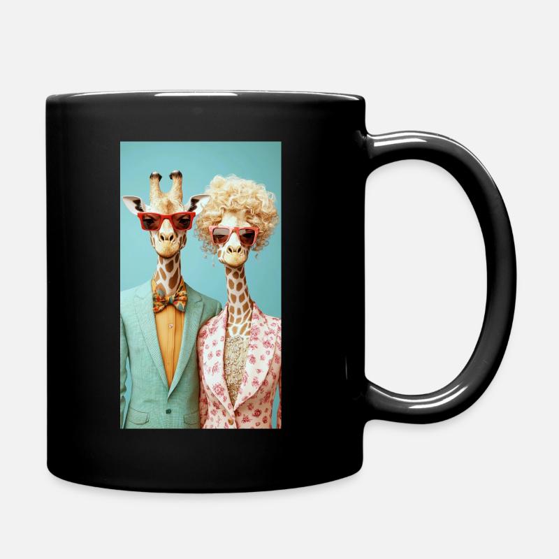 Giraffenpaar - Tasse einfarbig - Schwarz