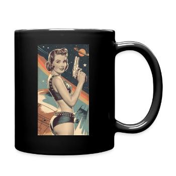 1920s Pinup Girl in Retro Space Adventure - Full Colour Mug - black - Right