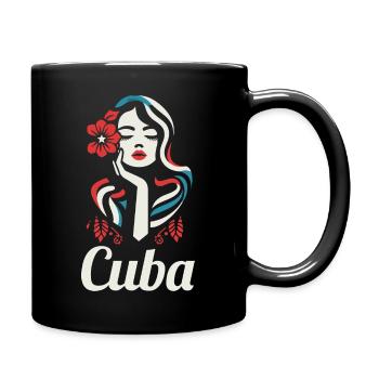 Cuba Country with beautifull woman design - Full Colour Mug - black - Right