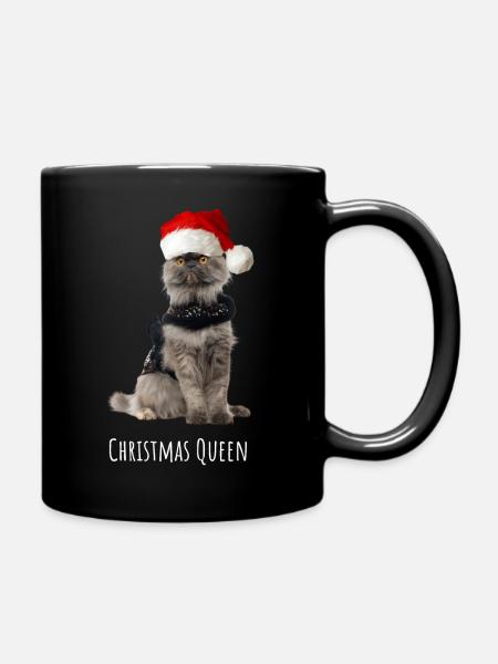 Christmas Queen Cat - Tasse einfarbig - Schwarz