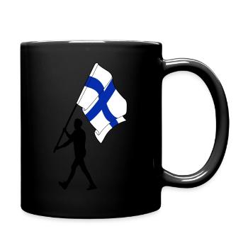 Flag Finland man walking - Full Colour Mug - black - Right