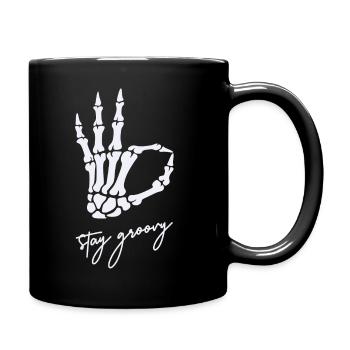 hand stay groovy - Tasse einfarbig - Schwarz - Rechts