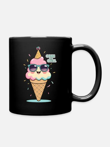 Fun Cream Design - Cone of Chill - Full Colour Mug - black
