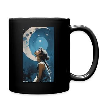moon night girl - Tasse einfarbig - Schwarz - Rechts