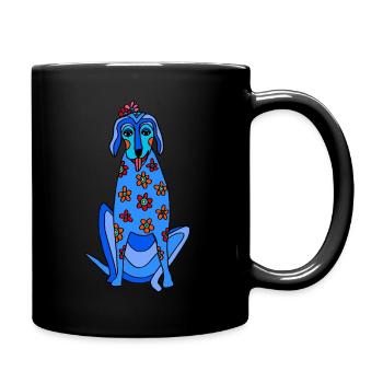 Blauer Hund - Tasse einfarbig - Schwarz - Rechts