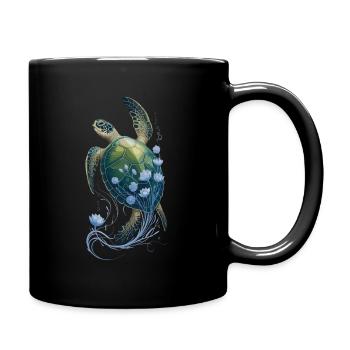 Sea Turtle: Floral Journey - Full Colour Mug - black - Right