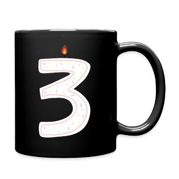 Festive Birthday Candle Number 3 Design - Full Colour Mug - black - Right