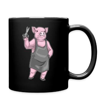 Ciseaux de coiffeur en forme de cochon - Mug uni - noir - Droite