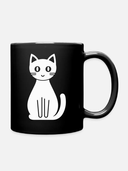 Katze Comic - Tasse einfarbig - Schwarz