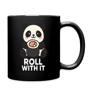 Niedlicher Panda mit Sushi-Motiv - Tasse einfarbig - Schwarz - Rechts