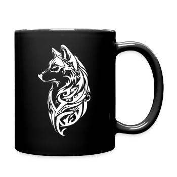 Nordic Wolf Tribal Tattoo - Full Colour Mug - black - Right