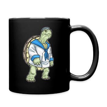 tortue marin casquette de marin - Mug uni - noir - Droite