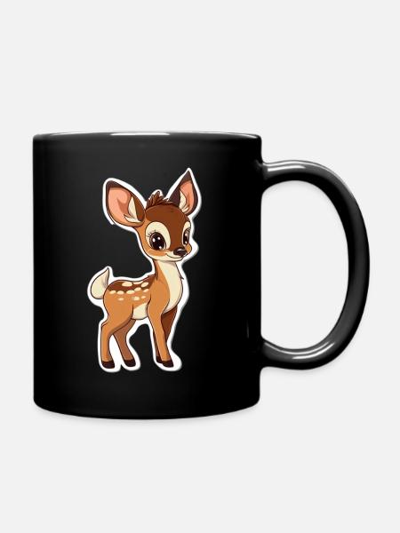Reh - Tasse einfarbig - Schwarz