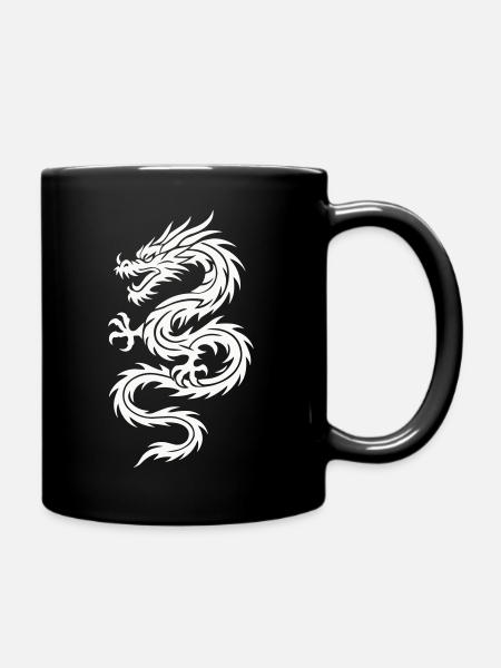 Tribal Drache Silhouette - Tasse einfarbig - Schwarz