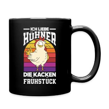I love chickens – they poop breakfast - Full Colour Mug - black - Right