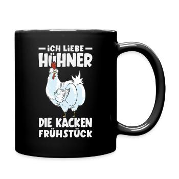 I love chickens – they poop breakfast - Full Colour Mug - black - Right