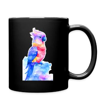 Kunterbunter Fantasie-Kakadu - Tasse einfarbig - Schwarz - Rechts