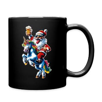Santa Claus Beer Unicorn Christmas - Full Colour Mug - black - Right