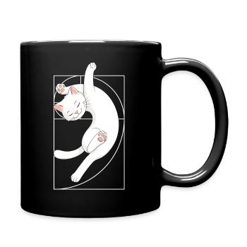 Fibonacci-Spirale Katze - Tasse einfarbig - Schwarz - Rechts