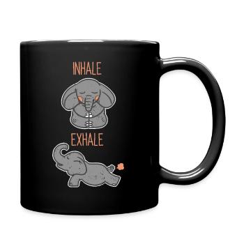 Yoga Elephant - Inhale, Exhale - Full Colour Mug - black - Right