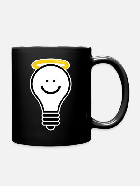 Light bulb with halo – creative light moti - Full Colour Mug - black