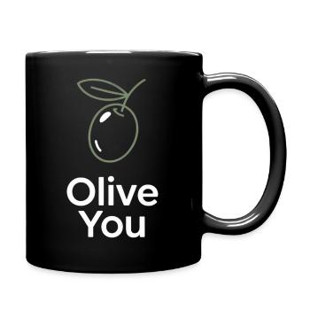 Olive You – Clean Minimal - Tasse einfarbig - Schwarz - Rechts