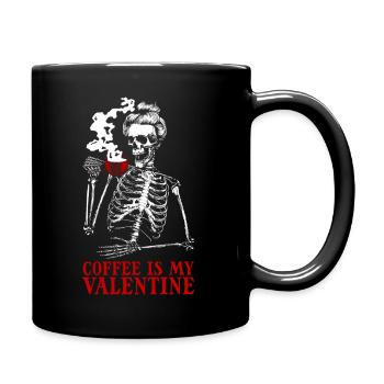 Coffee Is My Valentine's Day – Skeleton Coffee for F - Full Colour Mug - black - Right