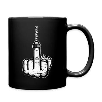 Mittelfinger Stingerfinger Bohrmaschine Design - Tasse einfarbig - Schwarz - Rechts