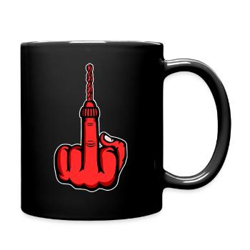 Middle Finger Stingerfinger Drill Design Red - Full Colour Mug - black - Right