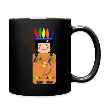 Petit Guerrier Indien aux Plumes - Mug uni - noir - Droite