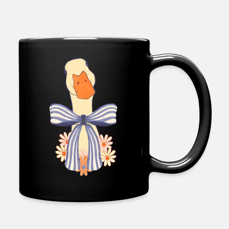 Oie pastel avec nœud et fleurs - Mug uni - noir