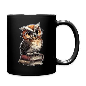 Owl Wise Stack Librarian Humor Buchclub - Tasse einfarbig - Schwarz - Rechts