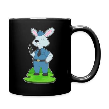 Hase Polizist Mikrofon Polizei - Tasse einfarbig - Schwarz - Rechts