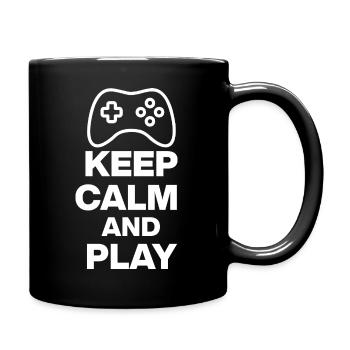 KEEP CALM AND PLAY! NERDLIFE ZOCKEN ONLINE weiß - Tasse einfarbig - Schwarz - Rechts