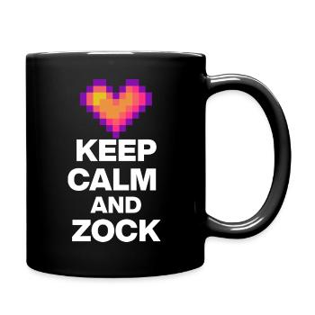 KEEP CALM AND ZOCK! 8 BIT LIEBE RETRO GESCHENK w - Tasse einfarbig - Schwarz - Rechts