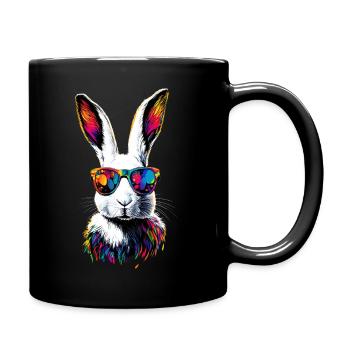 Schneehase Polarhase Albino Kaninchen Weißer Hase - Tasse einfarbig - Schwarz - Rechts