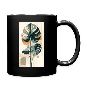 Monstera geometry in earth tones - Full Colour Mug - black - Right