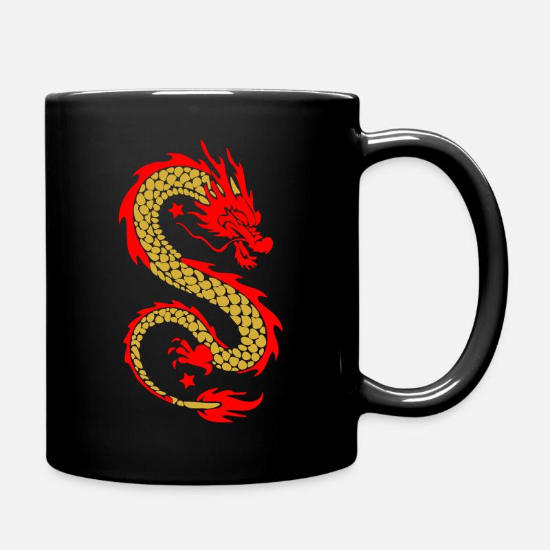 Golden Dragon Flame Emblem - Full Colour Mug - black