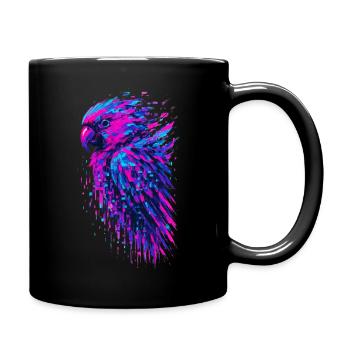 Papagei-Glitch-Kunst Cyber-Vibration - Tasse einfarbig - Schwarz - Rechts