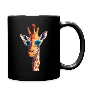 Giraffe with Sunglasses – PopArt Animal Portrait - Full Colour Mug - black - Right